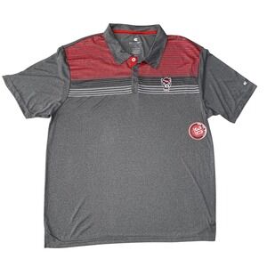 NC State Wolfpack Polo Shirt Men's XXL Colosseum Red‎ Gray Striped NWT